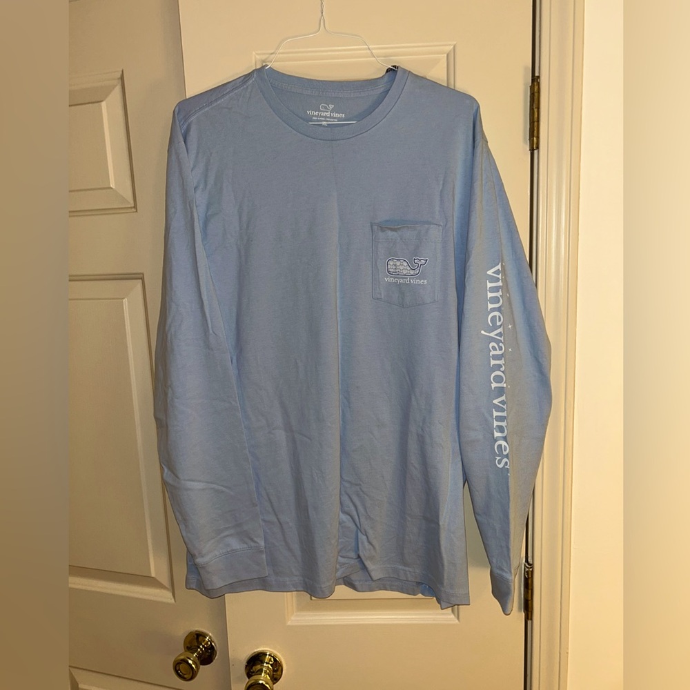 Vineyard Vines Men’s XL long sleeve cotton T, NWT, Lake Blue
